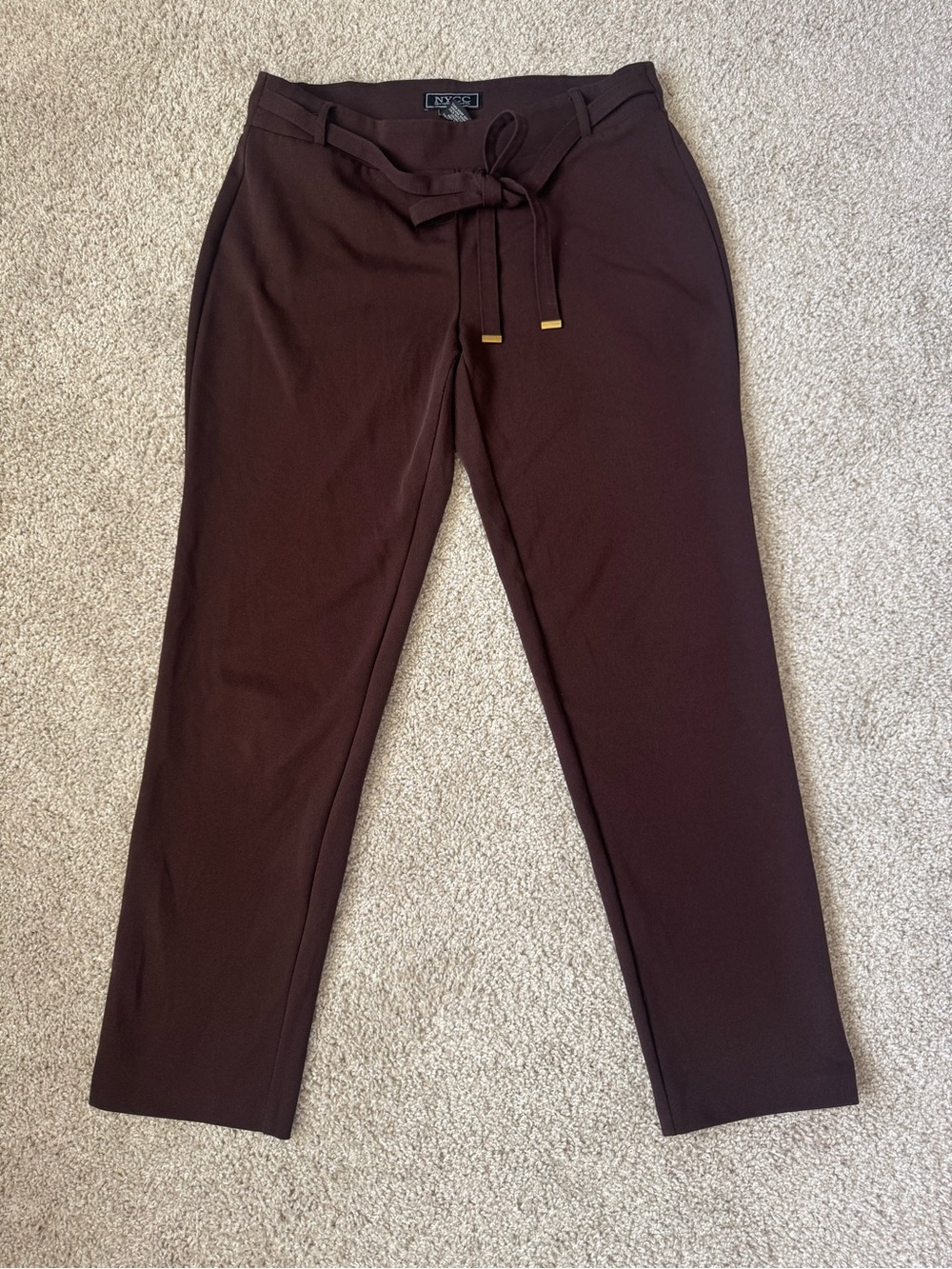 New York & Company Men's Dark Brown Tie-Waist Dress Pants